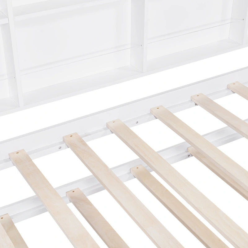 Houten huisbed voor eenpersoonsmatras met uitschuifbed, kinderbed met plank
