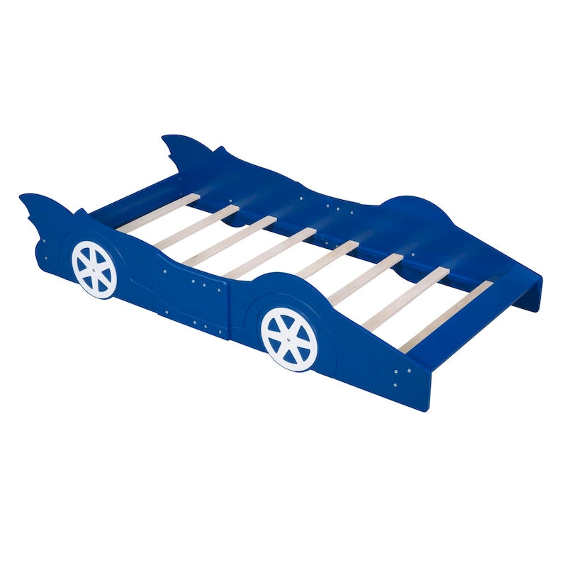 Race Car-shaped Platform Bed with Wheels