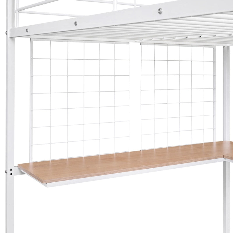 Full-Size-Metall-Etagenbett mit Schreibtisch und Metallgitter