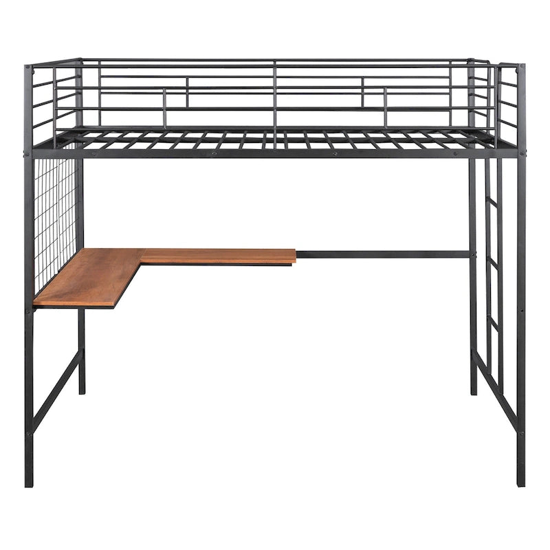 Full-Size-Metall-Etagenbett mit Schreibtisch und Metallgitter