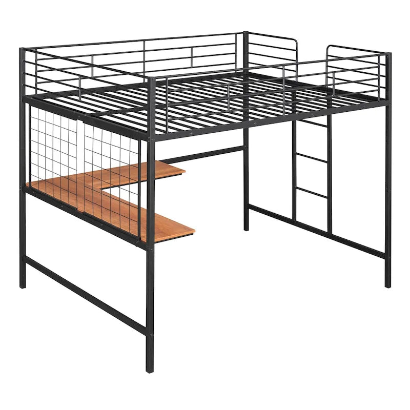 Full-Size-Metall-Etagenbett mit Schreibtisch und Metallgitter