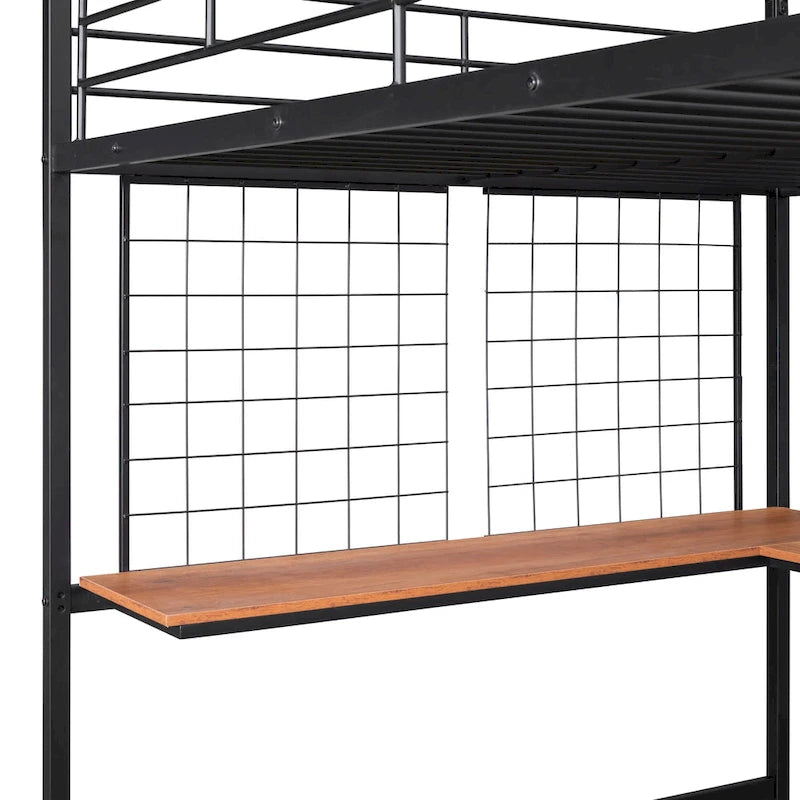 Full-Size-Metall-Etagenbett mit Schreibtisch und Metallgitter
