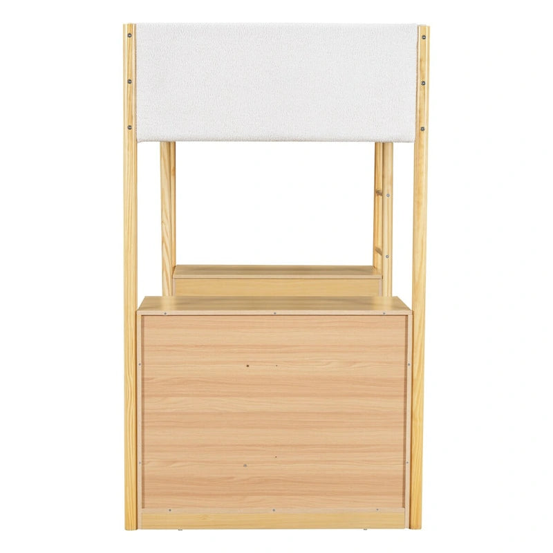 Letto a soppalco singolo in legno con rivestimento in tessuto Teddy