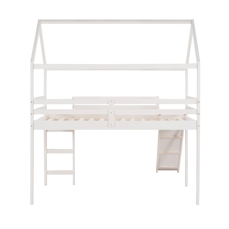 Hochbett in Twin-Größe mit Rutsche, Hausbett mit Rutsche