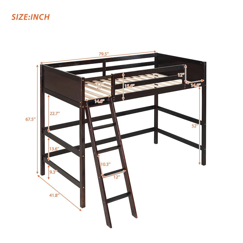 Twin Size Loft Bed with Ladder