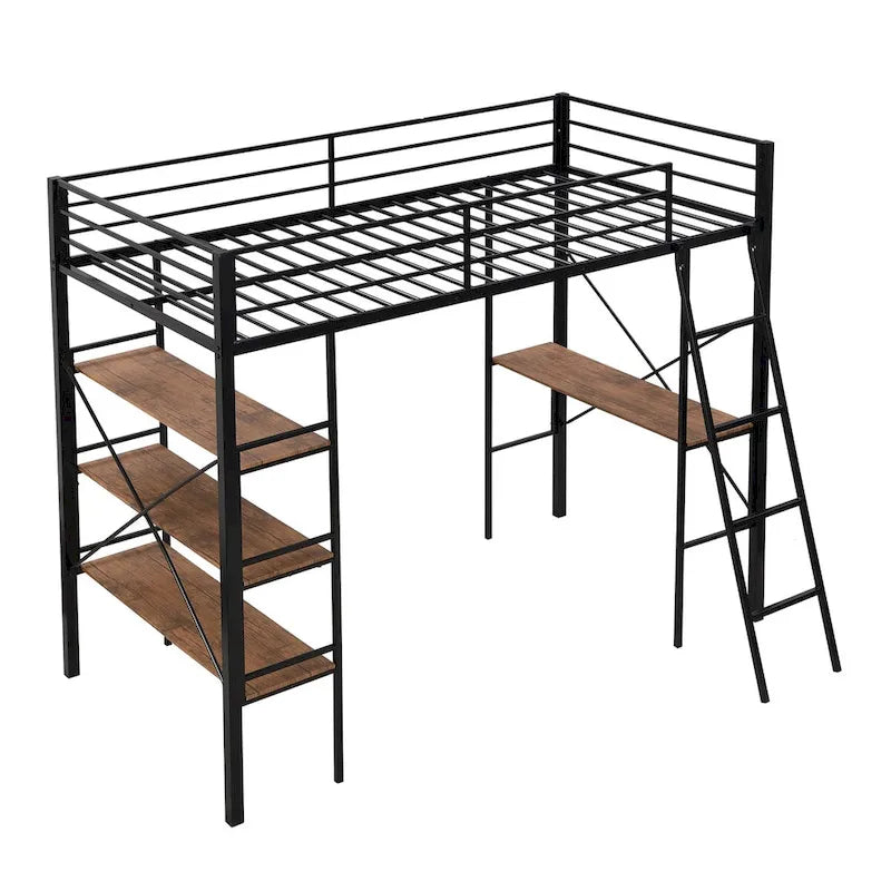 Letto a soppalco singolo in metallo