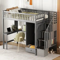 Hoogslaper in twin size met boekenkast, laden, bureau en kledingkast
