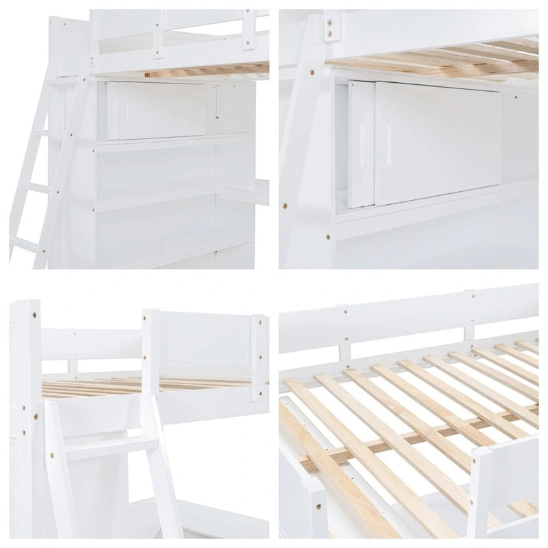 Full Size Loft Bed with Desk and Shelf