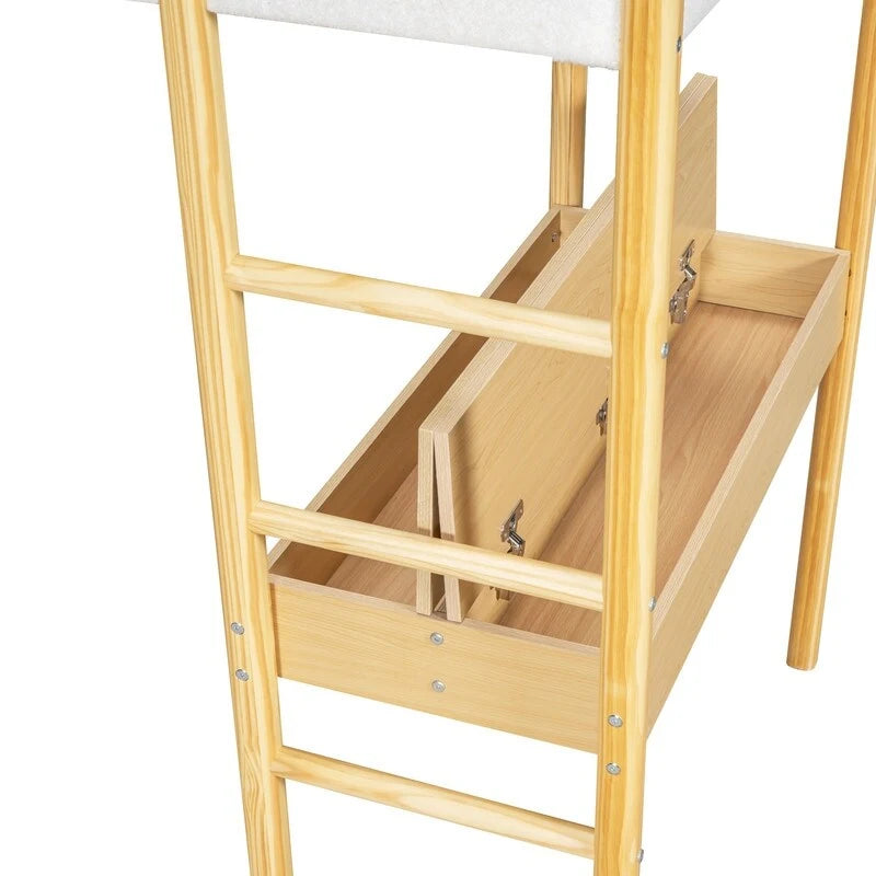 Hochbett aus Holz in Einzelbettgröße mit Teddyfleece
