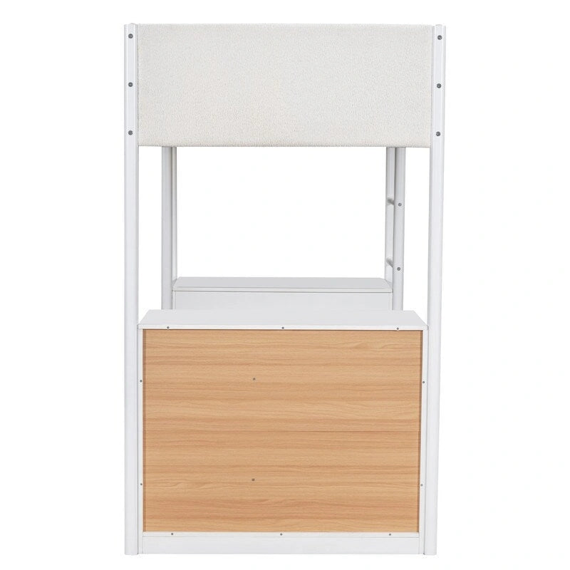 Hochbett aus Holz in Einzelbettgröße mit Teddyfleece