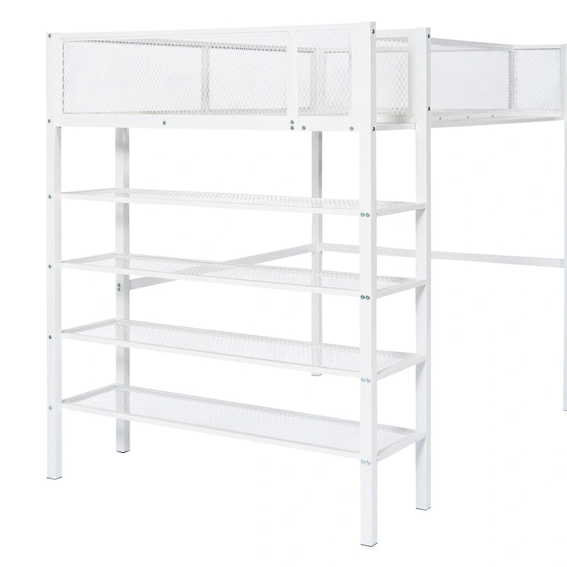 Letto a soppalco multifunzionale in stile moderno bianco